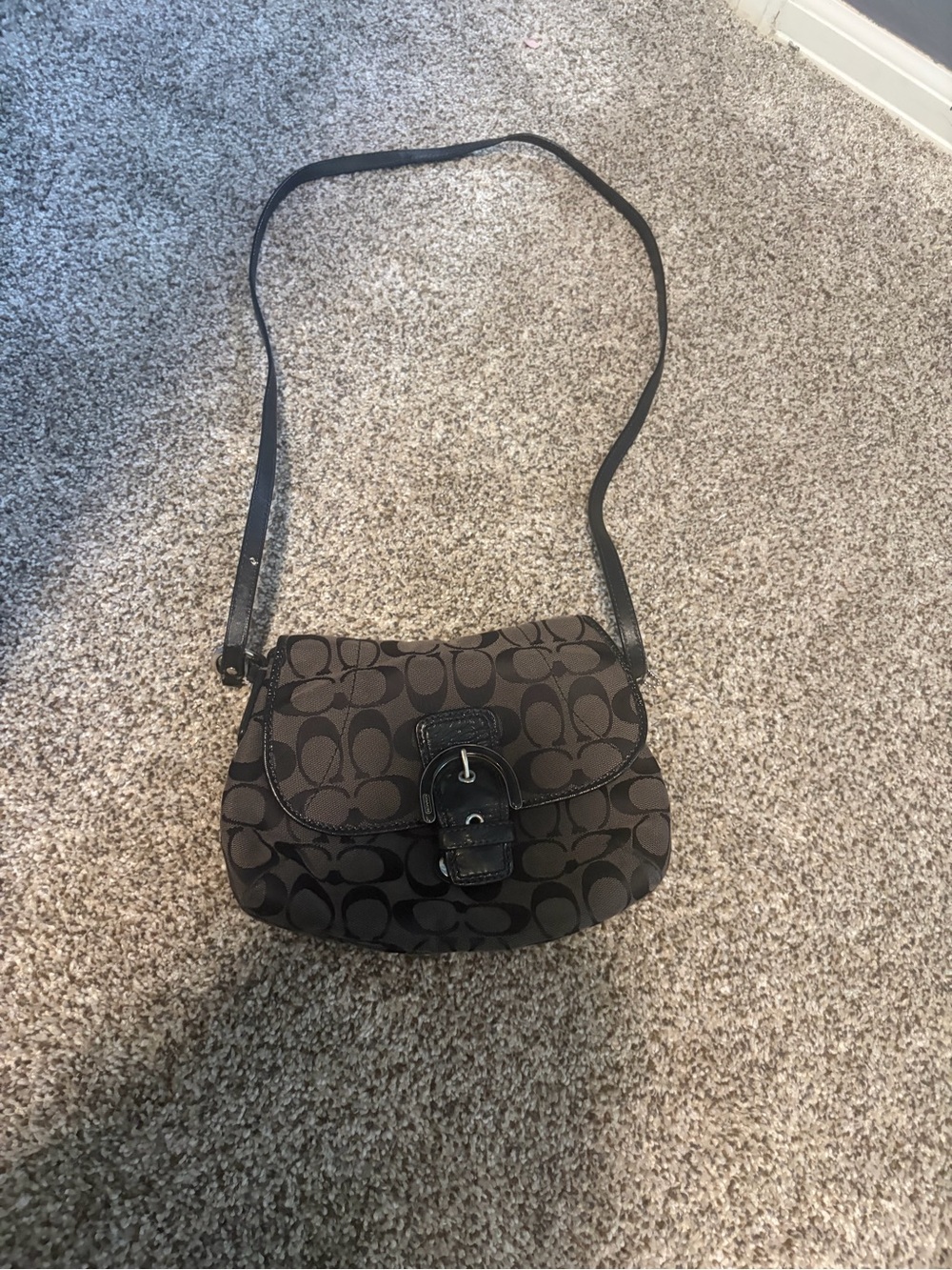 Coach Brown and Black Signature Canvas Crossbody Bag - Picture 1 of 5